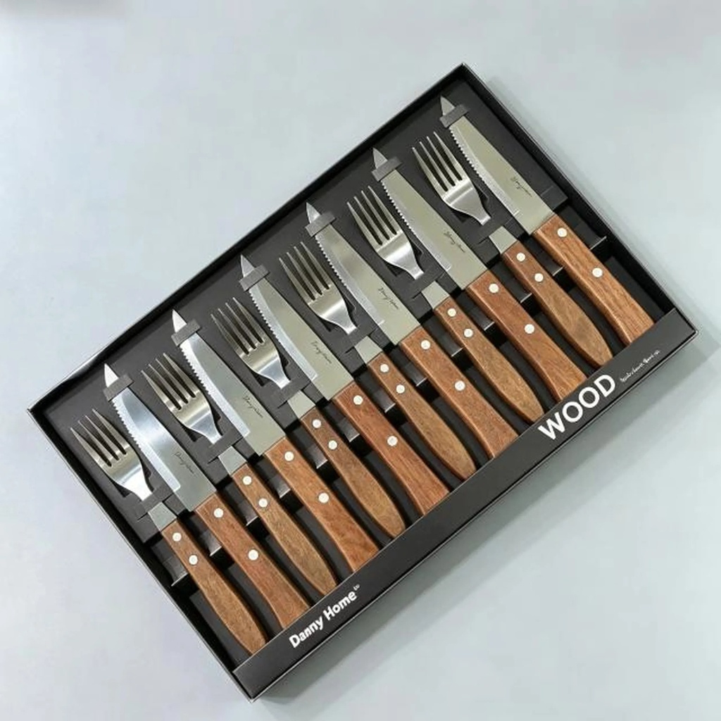 CUCHILLOS Y TENEDORES DANNY HOME PARA CARNE SET 12 PZAS