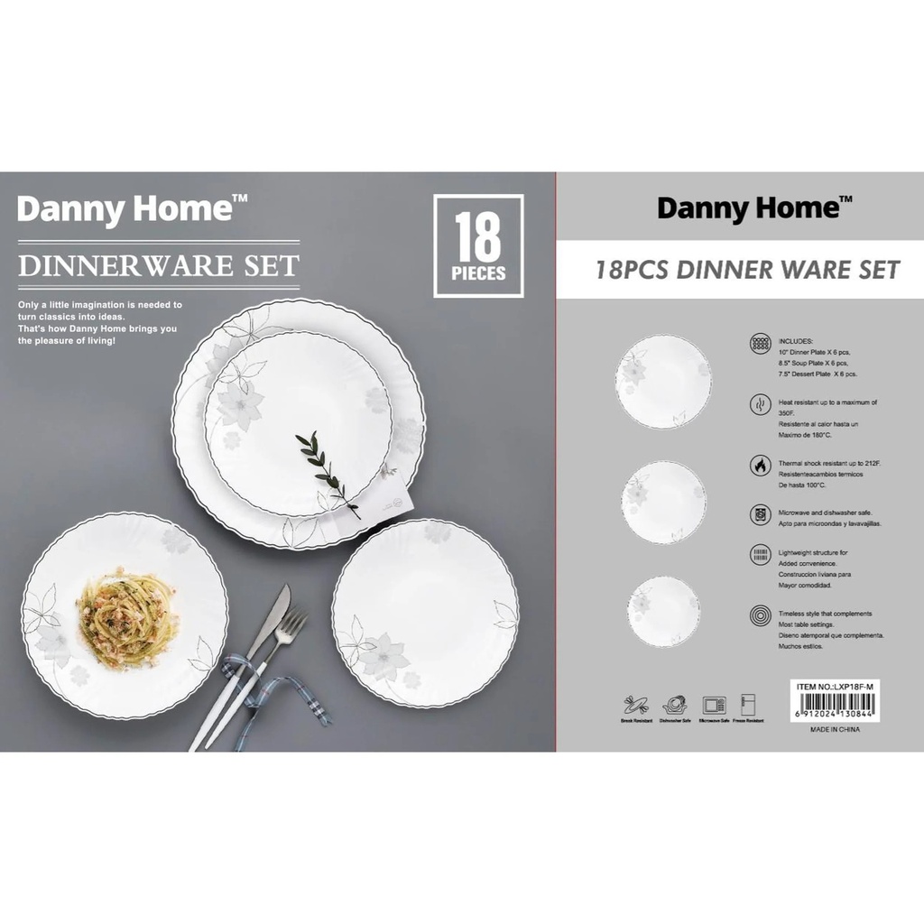 VAJILLA DANNY HOME REDONDA-DISEÑO-FLORES SET 18 PZAS