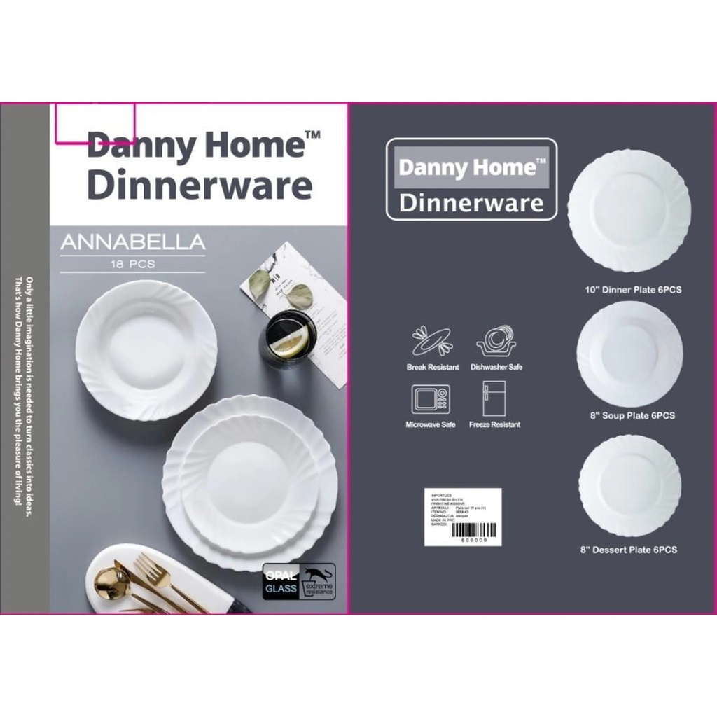 VAJILLA DANNY HOME REDONDA-DISEÑO SET 18 PZAS