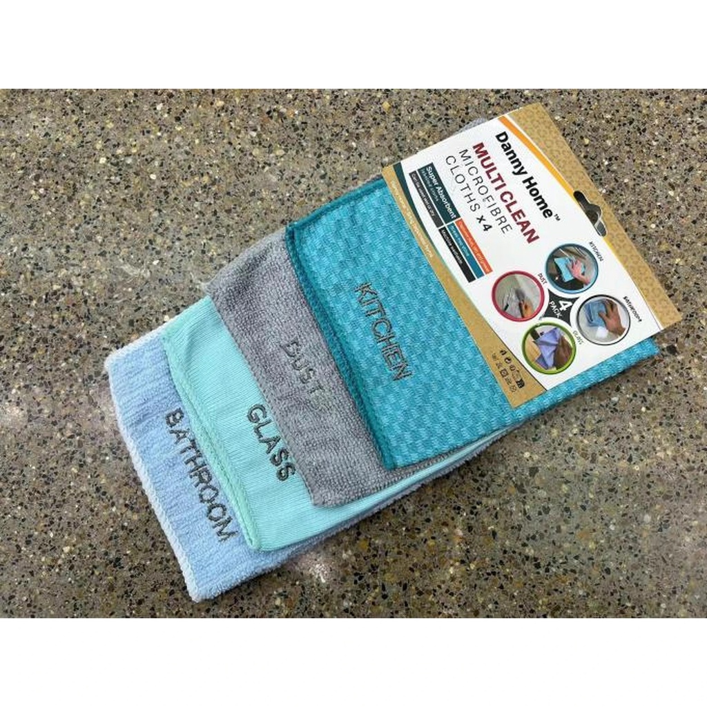 PAÑO DANNY HOME DE LIMPIEZA 30X30CM SET 4PZS