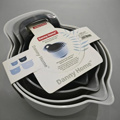 [6900202201141] SET 4 BOWLS DANNY HOME MEZCLADORES 1L/1.5L/2L/3L DH3283-GREY