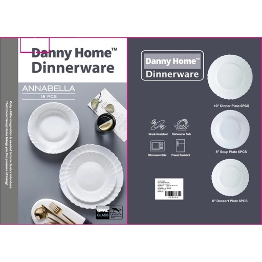 [6912024150491] VAJILLA DANNY HOME REDONDA-DISEÑO SET 18 PZAS